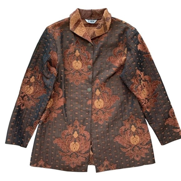 Moray California Chenille Tapestry Dot Buttoned Lightweight Jacket Brown Size M - Picture 1 of 9